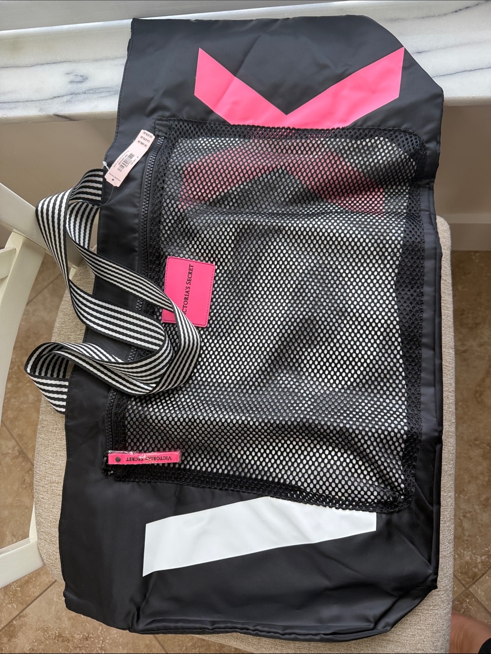 Victoria's Secret Black Tote with Hot Pink Accents NWT